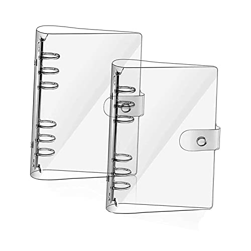 2 Stüke Notizbuch Binder A5, Notizbuch Ringbuchordner, Transparente Ringbuch, A5 Ring Binder, 6 Löcher, Wasserdicht, Aus Weichem Pvc, Mit Druckknopf, Für Diy Reisefotoalbum, Tagebuch von DUOHERESHUI