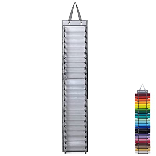 DUOHERESHUI Vinyl Organizer Rollenhalter, Vinyl Rollenhalter, Vinyl Organizer Halter, Vinylrollen Aufbewahrung Organizer, mit 24 Fächern, für Aufbewahren von Vinyl und Geschenkpapier (Grau) von DUOHERESHUI
