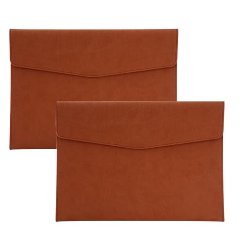 Dokumententasche A4, 2 Stück Dokumententasche, Dokument Organisieren, Dokumenten-Taschen Pu Leder, Für Büro, Schule, Haus, Für Papier, Quittungen, Zertifikate, Datei-Bag (Braun) von DUOHERESHUI