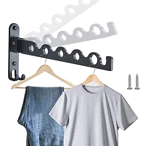 Kleiderhaken Klappbar, Garderobenhaken Klappbar, kleiderstange wand, Kleiderstange zur Wandmontage Klappbar, kleiderhaken Mit Schrauben, für Wohnzimmer, Bad, Schlafzimmer, Büro, Schrank (Schwarz) von DUOHERESHUI