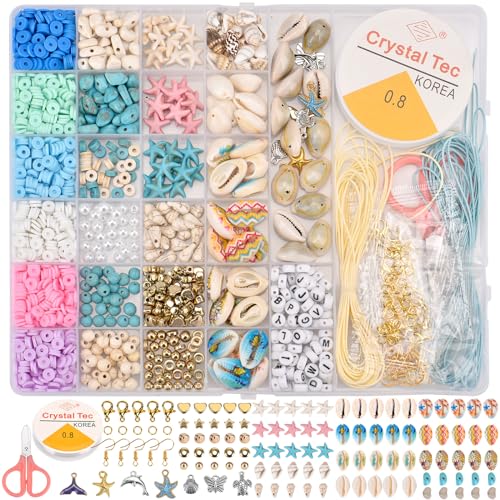 DUOJIN Perlen-Set, DIY, Muschel, Türkis, Armband, verstellbar, Fuß, Muschelform, Buchstabenperlen, Polymer-Ton-Perle für Mädchen, Ohrringe, Halskette, Bohemian, handgefertigt, Kreation DUOJIN Perlen-Set, DIY, Muschel, Türkis, Armband, verstellbar, Fuß, Muschelform, Buchstabenperlen, Polymer-Ton-Perle für Mädchen, Ohrringe, Halskette, Bohemian, handgefertigt, Kreation von DUOJIN