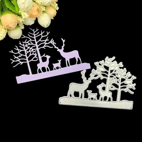 Metall-Stanzformen für Kartenherstellung, 11,7 x 8,3 cm, Weihnachts-Hirsch-Metall-Stanzschablonen für Alben, Papierkarten, Dekoration von DUOLAIYUNSO