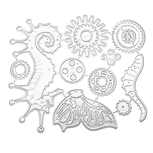 Metall-Stanzformen für Kartenherstellung, 13 x 11 cm, Steampunk-Getriebe, Seepferdchen, Metall-Stanzformen für Scrapbooking, Album, Stempel, Papier, Karten, handgefertigte Grußkarten Metall-Stanzformen für Kartenherstellung, 13 x 11 cm, Steampunk-Getriebe, Seepferdchen, Metall-Stanzformen für Scrapbooking, Album, Stempel, Papier, Karten, handgefertigte Grußkarten von DUOLAIYUNSO