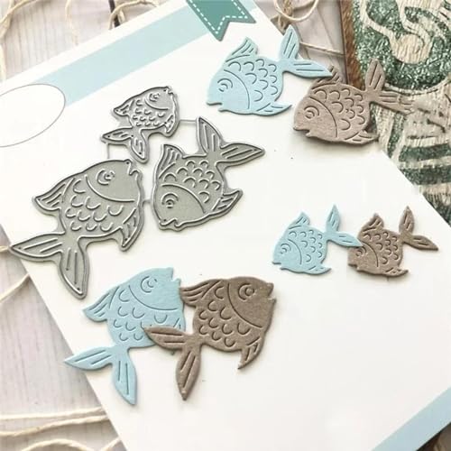 Metall-Stanzformen für Kartenherstellung, 3 Stück, 8 x 6 cm, Fisch-Metall-Stanzformen für Scrapbooking, Kartenherstellung, Prägung, Handwerk von DUOLAIYUNSO