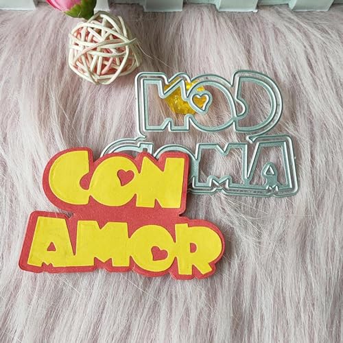 Metall-Stanzformen für Kartenherstellung, 6 x 9 cm, spanisches Wort Liebe, Metall-Stanzformen für Scrapbooking, geprägtes Fotoalbum, Dekoration von DUOLAIYUNSO