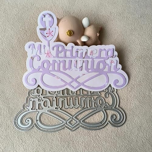 Metall-Stanzschablonen für Kartenherstellung, 12,1 x 8,7 cm, Motiv: Me First Communion, Metall-Stanzformen für Scrapbooking, geprägtes Fotoalbum, Dekoration von DUOLAIYUNSO
