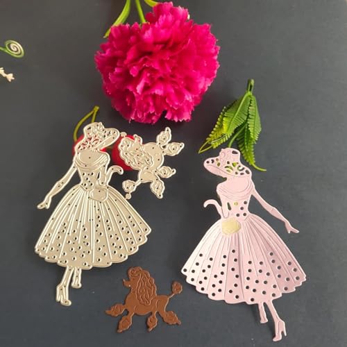 Metall-Stanzschablonen für Kartenherstellung, 12,1 x 9,3 cm, Motiv: Hut Frau und Punkt, Metall-Stanzformen für Scrapbooking, geprägtes Fotoalbum, Dekoration von DUOLAIYUNSO