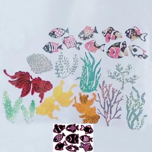 Metall-Stanzschablonen für Kartenherstellung, 13,3 x 10,7 cm, Motiv: Ozeanleben, Fische, Metall-Stanzformen für Scrapbooking, Fotoalbum, Papierkarten, Prägung, Dekoration Metall-Stanzschablonen für Kartenherstellung, 13,3 x 10,7 cm, Motiv: Ozeanleben, Fische, Metall-Stanzformen für Scrapbooking, Fotoalbum, Papierkarten, Prägung, Dekoration von DUOLAIYUNSO