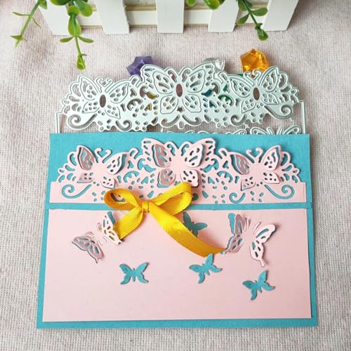 Metall-Stanzschablonen für Kartenherstellung, 13,3 x 10,7 cm, Schmetterlingsspitze, Metall-Stanzformen für Scrapbooking, Papierkarten, Prägung, Handwerk von DUOLAIYUNSO