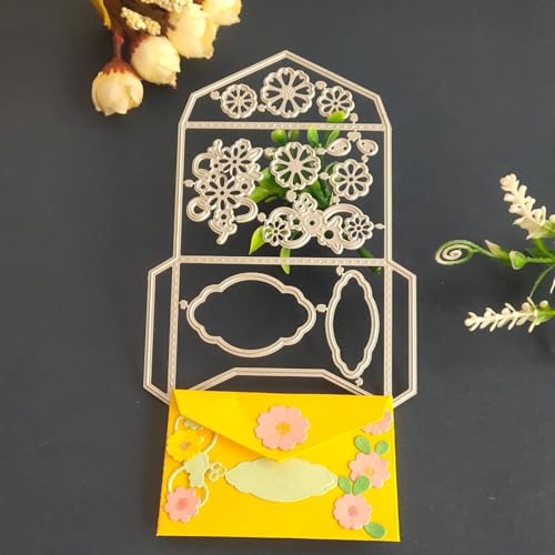 Metall-Stanzschablonen für Kartenherstellung, 14 x 9,9 cm, schöne Umschlagbox, Blume, Wolke, Metall-Stanzformen für Scrapbooking, Album, Kartenvorlage von DUOLAIYUNSO