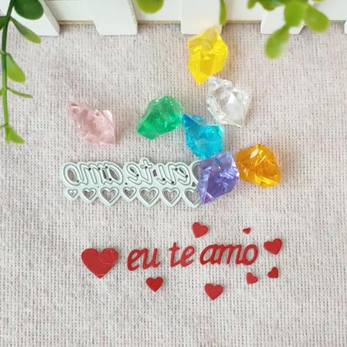 Metall-Stanzschablonen für Kartenherstellung, 7 x 2,2 cm, portugiesisches Wort "I Love You", Metall-Stanzformen für Scrapbooking, geprägtes Fotoalbum, Dekoration von DUOLAIYUNSO