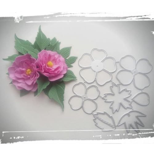 Metall-Stanzschablonen für Kartenherstellung, 9,5 x 9,0 cm, schöne Blumen- und Blatt-Metall-Stanzformen für Scrapbooking, Album, Papierkarten, Dekoration von DUOLAIYUNSO