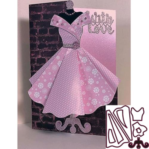 Metall-Stanzschablonen für Kartenherstellung, 9 Stück, 10 x 10,1 cm, Kleid-Metall-Stanzformen für Scrapbooking, Prägung, Kartenherstellung, Schablone von DUOLAIYUNSO