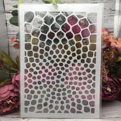 Schablonen zum Basteln, A4, 29 x 21 cm, runde geometrische Textur, wiederverwendbare Schablonen zum Malen auf Holz, Leinwand, Zeichnungsvorlagen, Wandkunst, Heimdekoration, Stil A von DUOLAIYUNSO