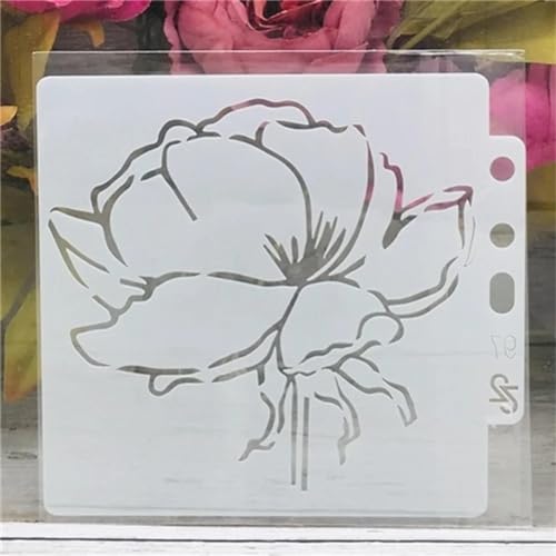 Schablonen zum Basteln, wiederverwendbar, 14 x 13 cm, große Blumenschablonen zum Malen, Zeichenvorlagen zum Malen auf Holz, Wand, Möbelstil E von DUOLAIYUNSO