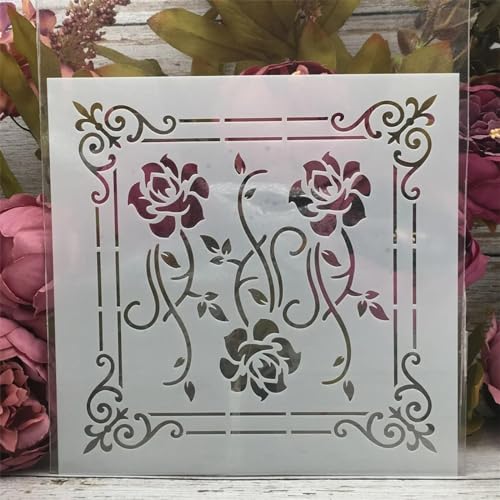 Schablonen zum Basteln, wiederverwendbar, 20 x 20 cm, Blumen-Hintergrundschablonen zum Malen, Zeichenvorlagen zum Malen auf Holz, Wand, Möbelstil F von DUOLAIYUNSO