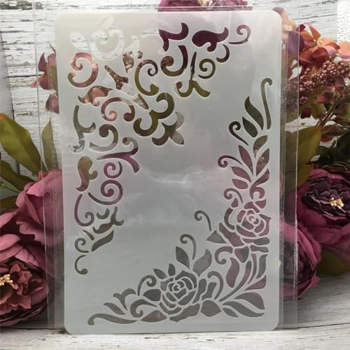 Schablonen zum Basteln, wiederverwendbar, 26 x 17 cm, Blumenblätter, Linienschablonen zum Malen, Zeichenvorlagen zum Malen auf Holz, Wand, Möbelstil 11 von DUOLAIYUNSO