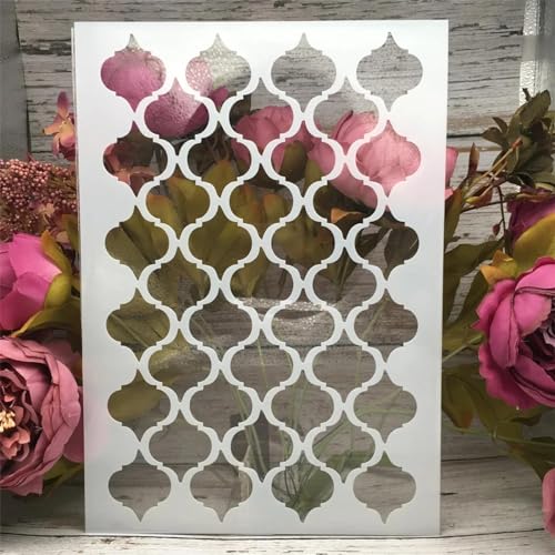 Schablonen zum Basteln, wiederverwendbar, A4, 29 cm, geometrische Wellenlinie, Schablonen zum Malen, Zeichenvorlagen zum Malen auf Holz, Wand, Möbelstil C von DUOLAIYUNSO
