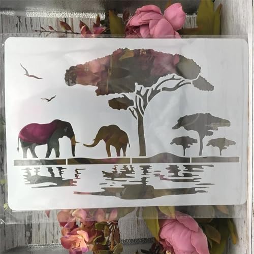 Schablonen zum Malen, A4, 29 cm, Elefant, Wildafrika, Schablonen zum Malen auf Holz, Schablonen zum Basteln, wiederverwendbar, Buchstabenschablonen, Wandkunst, Heimdekoration, Muster A Schablonen zum Malen, A4, 29 cm, Elefant, Wildafrika, Schablonen zum Malen auf Holz, Schablonen zum Basteln, wiederverwendbar, Buchstabenschablonen, Wandkunst, Heimdekoration, Muster A von DUOLAIYUNSO
