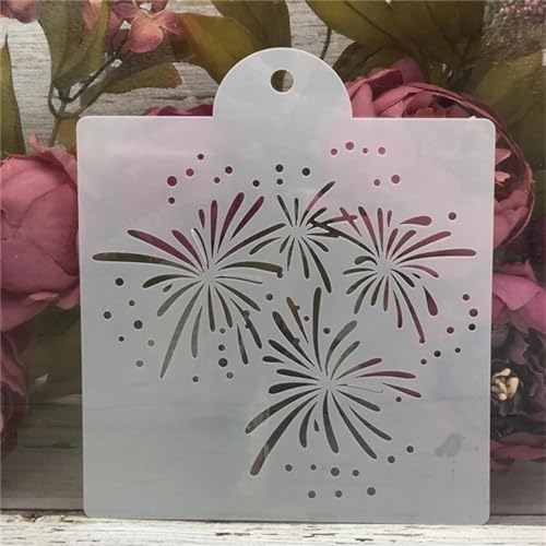 Schablonen zum Malen an Wänden, 15 x 17,5 cm, Feuerwerk, wiederverwendbar, Zeichnen, Malen, Basteln, Vorlagen für Wandpapier, Kunst, Scrapbooking, Heimdekoration von DUOLAIYUNSO