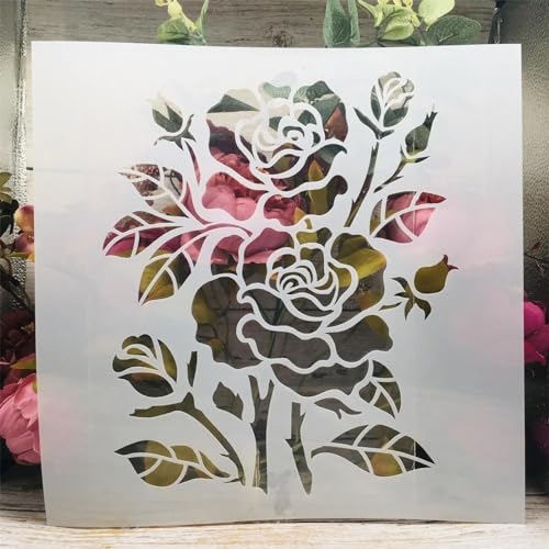 Schablonen zum Malen an Wänden, 30 x 30 cm, zwei Blumen, wiederverwendbar, Zeichnen, Malen, Basteln, Vorlagen für Wandpapier, Kunst, Scrapbooking, Heimdekoration von DUOLAIYUNSO