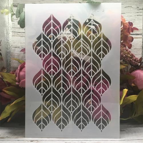 Schablonen zum Malen an Wänden, A4, 29 cm, Blätter, Geometrie, Textur, wiederverwendbar, Zeichnen, Malen, Basteln, Vorlagen für Wandpapier, Kunst, Scrapbooking, Heimdekoration von DUOLAIYUNSO