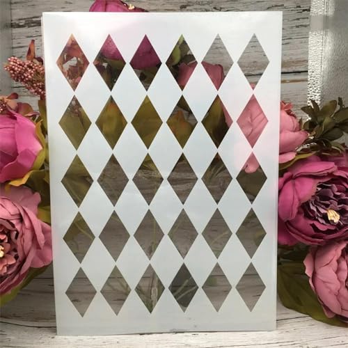Schablonen zum Malen an Wänden, A4, 29 cm, Diamantform, wiederverwendbar, Zeichnen, Malen, Bastelvorlagen für Wandpapier, Kunst, Scrapbooking, Heimdekoration von DUOLAIYUNSO