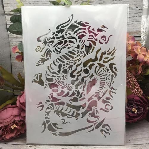 Schablonen zum Malen an Wänden, A4, 29 cm, Drache, wiederverwendbar, Zeichnen, Malen, Bastelvorlagen für Wandpapier, Kunst, Scrapbooking, Heimdekoration, Stil A Schablonen zum Malen an Wänden, A4, 29 cm, Drache, wiederverwendbar, Zeichnen, Malen, Bastelvorlagen für Wandpapier, Kunst, Scrapbooking, Heimdekoration, Stil A von DUOLAIYUNSO