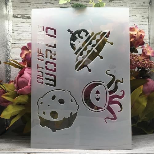 Schablonen zum Malen an Wänden, A4, 29 cm, Raumschiff, wiederverwendbar, Zeichnen, Malen, Basteln, Vorlagen für Wandpapier, Kunst, Scrapbooking, Heimdekoration von DUOLAIYUNSO
