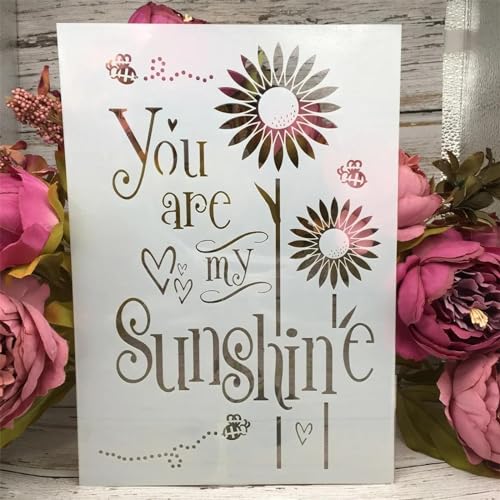 Schablonen zum Malen an Wänden, A4, 29 cm, Sonnenblumen-Wörter, wiederverwendbar, Zeichnen, Malen, Basteln, Vorlagen für Wandpapier, Kunst, Scrapbooking, Heimdekoration Schablonen zum Malen an Wänden, A4, 29 cm, Sonnenblumen-Wörter, wiederverwendbar, Zeichnen, Malen, Basteln, Vorlagen für Wandpapier, Kunst, Scrapbooking, Heimdekoration von DUOLAIYUNSO