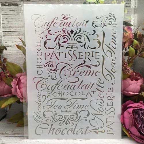 Schablonen zum Malen an Wänden, A4, 29 cm, Vintage-Stil, Briefabsatz, wiederverwendbar, Zeichnen, Malen, Bastelvorlagen für Wandpapier, Kunst, Scrapbooking, Heimdekoration, Stil C von DUOLAIYUNSO