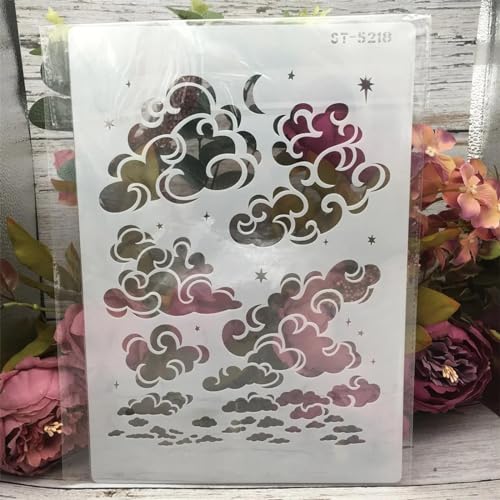 Schablonen zum Malen an Wänden, A4, 29 cm, Wolke, Mond, Stern, wiederverwendbar, Zeichnen, Malen, Basteln, Vorlagen für Wandpapier, Kunst, Scrapbooking, Heimdekoration Schablonen zum Malen an Wänden, A4, 29 cm, Wolke, Mond, Stern, wiederverwendbar, Zeichnen, Malen, Basteln, Vorlagen für Wandpapier, Kunst, Scrapbooking, Heimdekoration von DUOLAIYUNSO