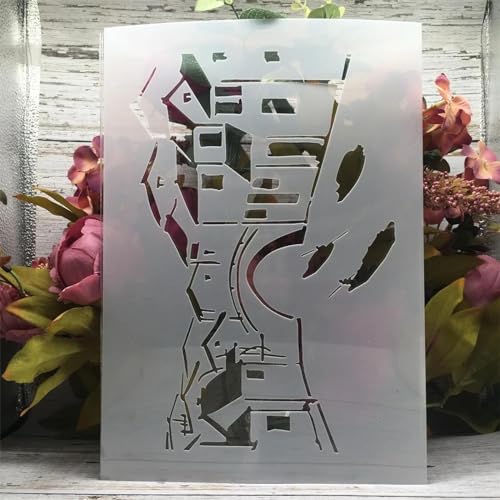 Schablonen zum Malen an Wänden, A4, 29 cm, chinesische Wasserstadt, wiederverwendbar, Zeichnen, Malen, Bastelvorlagen für Wandpapier, Kunst, Scrapbooking, Heimdekoration von DUOLAIYUNSO