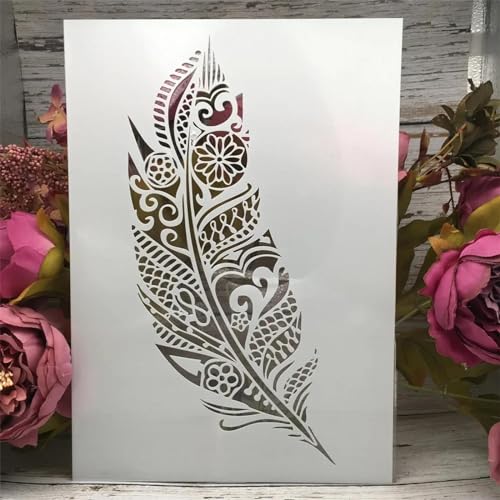 Schablonen zum Malen an Wänden, A4, 29 x 21 cm, große Feder, wiederverwendbar, Zeichnen, Malen, Bastelvorlagen für Wandpapier, Kunst, Scrapbooking, Heimdekoration Schablonen zum Malen an Wänden, A4, 29 x 21 cm, große Feder, wiederverwendbar, Zeichnen, Malen, Bastelvorlagen für Wandpapier, Kunst, Scrapbooking, Heimdekoration von DUOLAIYUNSO
