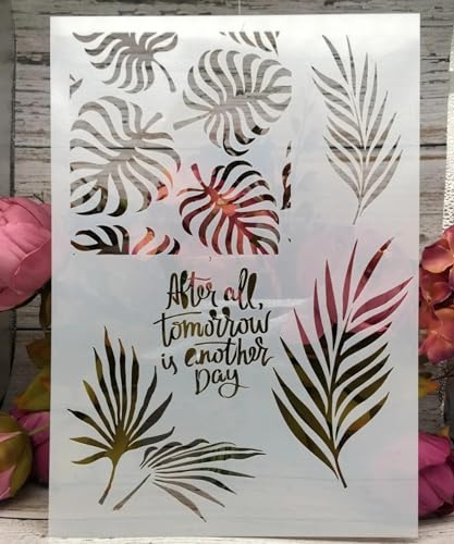 Schablonen zum Malen an Wänden, A4, Blätter, Wörter, wiederverwendbar, Zeichnen, Malen, Basteln, Vorlagen für Wandpapier, Kunst, Scrapbooking, Heimdekoration, Muster A von DUOLAIYUNSO