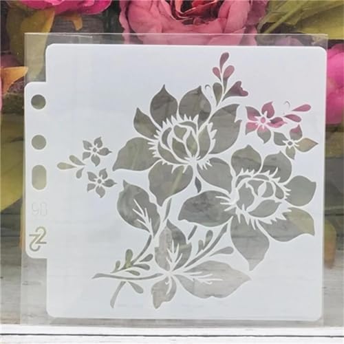 Schablonen zum Malen auf Holz, 14 x 13 cm, große Blumen, Vorlagen zum Zeichnen, Kartenherstellung, wiederverwendbare Schablonen für Leinwand, Möbel, Papier, Basteln, Stil C von DUOLAIYUNSO