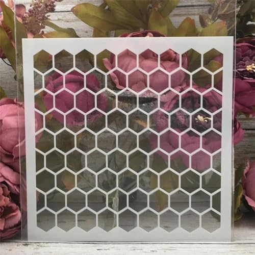 Schablonen zum Malen auf Holz, 20 x 20 cm, Bienenstock-Textur-Vorlagen zum Zeichnen, Kartenherstellung, wiederverwendbare Schablonen für Leinwand, Möbel, Papier, Basteln, Stil 3 von DUOLAIYUNSO
