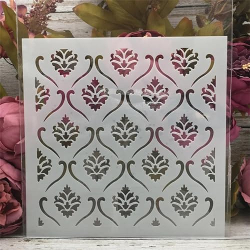 Schablonen zum Malen auf Holz, 20 x 20 cm, quadratisch, Blumen-Hintergrundvorlagen zum Zeichnen, Kartenherstellung, wiederverwendbare Schablonen für Leinwand, Möbel, Papier, Basteln, Stil B von DUOLAIYUNSO