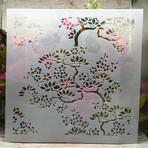 Schablonen zum Malen auf Holz, 30 x 30 cm, Baumzweige und Blätter, Vorlagen zum Zeichnen, Kartenherstellung, wiederverwendbare Schablonen für Leinwand, Möbel, Papier, Basteln von DUOLAIYUNSO