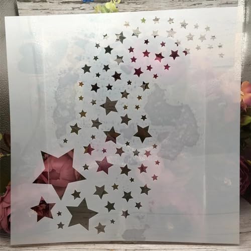 Schablonen zum Malen auf Holz, 30 x 30 cm, Sterne, Wasserfall-Nacht, Vorlagen zum Zeichnen, Kartenherstellung, wiederverwendbare Schablonen für Leinwand, Möbel, Papier, Basteln von DUOLAIYUNSO