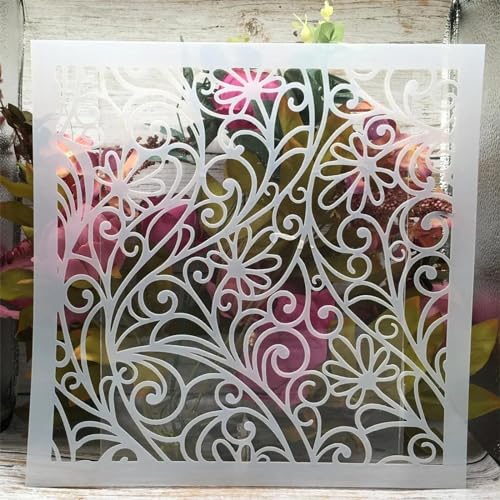 Schablonen zum Malen auf Holz, 30 x 30 cm, florale Geometrie-Vorlagen zum Zeichnen, Kartenherstellung, wiederverwendbare Schablonen für Leinwand, Möbel, Papier, Basteln von DUOLAIYUNSO