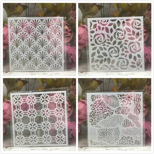 Schablonen zum Malen auf Holz, 4 Stück, 15 cm, Leopardenmuster, Texturvorlagen zum Zeichnen, Kartenherstellung, wiederverwendbare Schablonen für Leinwand, Möbel, Papier, Basteln Schablonen zum Malen auf Holz, 4 Stück, 15 cm, Leopardenmuster, Texturvorlagen zum Zeichnen, Kartenherstellung, wiederverwendbare Schablonen für Leinwand, Möbel, Papier, Basteln von DUOLAIYUNSO