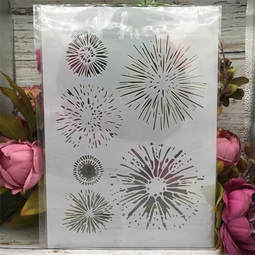 Schablonen zum Malen auf Holz, A4, 29 cm, Feuerwerk, Blumen, Vorlagen zum Zeichnen, Kartenherstellung, wiederverwendbare Schablonen für Leinwand, Möbel, Papier, Basteln Schablonen zum Malen auf Holz, A4, 29 cm, Feuerwerk, Blumen, Vorlagen zum Zeichnen, Kartenherstellung, wiederverwendbare Schablonen für Leinwand, Möbel, Papier, Basteln von DUOLAIYUNSO