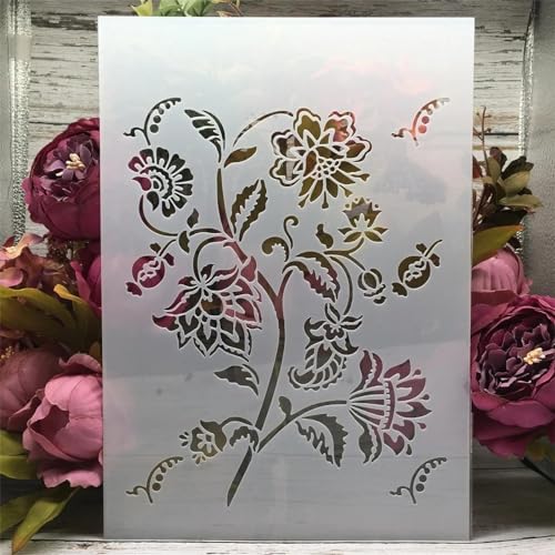 Schablonen zum Malen auf Holz, A4, 29 cm, Grasblätter, Vorlagen zum Zeichnen, Kartenherstellung, wiederverwendbare Schablonen für Leinwand, Möbel, Papier, Basteln von DUOLAIYUNSO