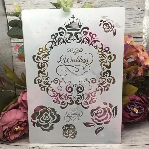 Schablonen zum Malen auf Holz, A4, 29 cm, Vintage-Hochzeits-Blumenkronen-Vorlagen zum Zeichnen, Kartenherstellung, wiederverwendbare Schablonen für Leinwand, Möbel, Papierhandwerk Schablonen zum Malen auf Holz, A4, 29 cm, Vintage-Hochzeits-Blumenkronen-Vorlagen zum Zeichnen, Kartenherstellung, wiederverwendbare Schablonen für Leinwand, Möbel, Papierhandwerk von DUOLAIYUNSO