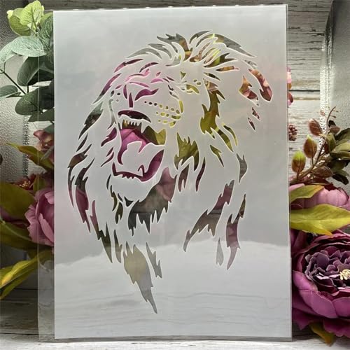 Schablonen zum Malen auf Holz, A4, 29 cm, brüllender Löwe, Vorlagen zum Zeichnen, Kartenherstellung, wiederverwendbare Schablonen für Leinwand, Möbel, Papier, Basteln Schablonen zum Malen auf Holz, A4, 29 cm, brüllender Löwe, Vorlagen zum Zeichnen, Kartenherstellung, wiederverwendbare Schablonen für Leinwand, Möbel, Papier, Basteln von DUOLAIYUNSO