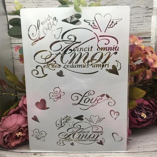 Schablonen zum Malen auf Holz, A4, 29 cm, französische Amor-Liebesherz-Vorlagen zum Zeichnen, Kartenherstellung, wiederverwendbare Schablonen für Leinwand, Möbel, Papierhandwerk Schablonen zum Malen auf Holz, A4, 29 cm, französische Amor-Liebesherz-Vorlagen zum Zeichnen, Kartenherstellung, wiederverwendbare Schablonen für Leinwand, Möbel, Papierhandwerk von DUOLAIYUNSO
