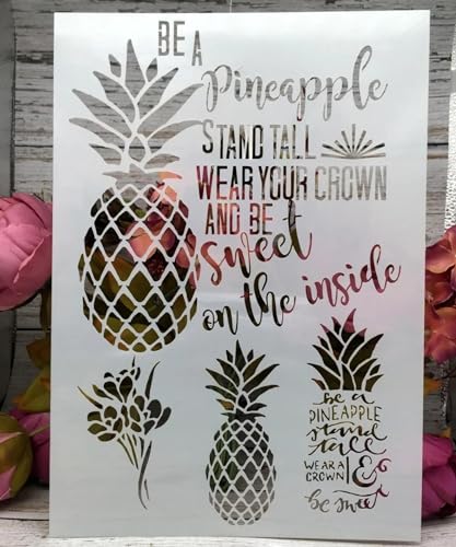 Schablonen zum Malen auf Holz, A4, Ananas-Wörter, Vorlagen zum Zeichnen, Kartenherstellung, wiederverwendbare Schablonen für Leinwand, Möbel, Papier, Basteln von DUOLAIYUNSO