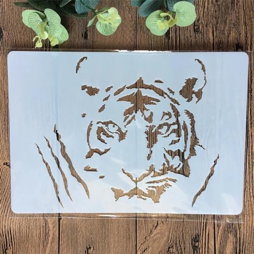 Schablonen zum Malen auf Holz, A4-Tiger-Vorlagen zum Zeichnen von Karten, wiederverwendbare Schablonen für Leinwand, Möbel, Papier, Basteln Schablonen zum Malen auf Holz, A4-Tiger-Vorlagen zum Zeichnen von Karten, wiederverwendbare Schablonen für Leinwand, Möbel, Papier, Basteln von DUOLAIYUNSO