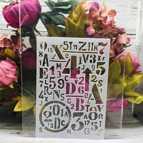 Schablonen zum Malen auf Holz, A5, 21 cm, Buchstaben, Zahlen, Vorlagen zum Zeichnen, Kartenherstellung, wiederverwendbare Schablonen für Leinwand, Möbel, Papier, Basteln Schablonen zum Malen auf Holz, A5, 21 cm, Buchstaben, Zahlen, Vorlagen zum Zeichnen, Kartenherstellung, wiederverwendbare Schablonen für Leinwand, Möbel, Papier, Basteln von DUOLAIYUNSO